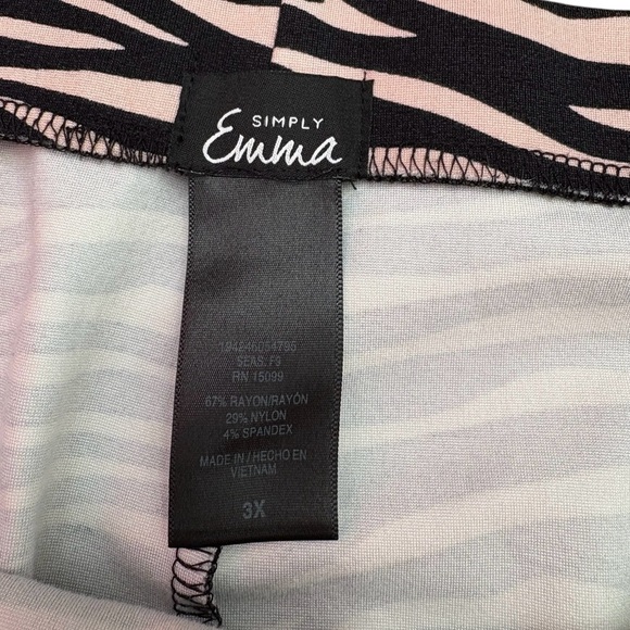 NWOT, Simply Emma, Plus-Size Zebra Print Elastic Skirt, 3X, Pink & Black - Picture 3 of 7